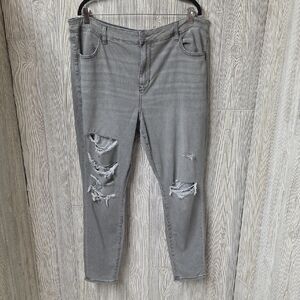 American Eagle Gray Distressed Hi Rise Jeggings Jeans Womens Plus Size 18R